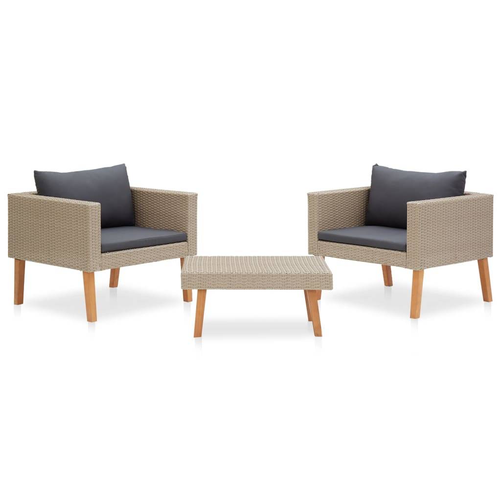 Vidaxl - Salon de jardin 3 pcs avec coussins Résine tressée Beige vidaXL 310217 - Imagen 1
