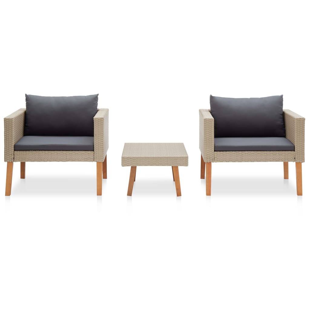 Vidaxl - Salon de jardin 3 pcs avec coussins Résine tressée Beige vidaXL 310217 - Imagen 2