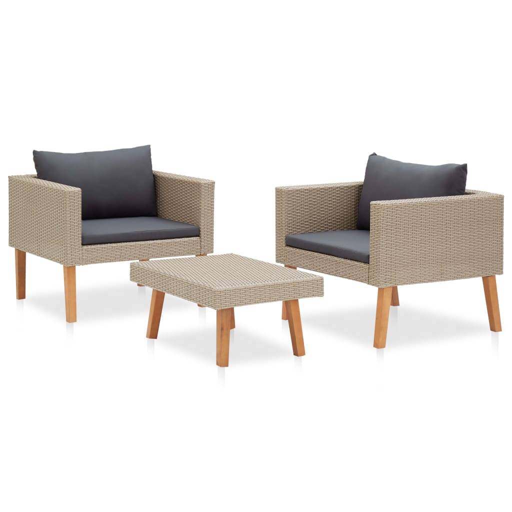 Vidaxl - Salon de jardin 3 pcs avec coussins Résine tressée Beige vidaXL 310217 - Imagen 8