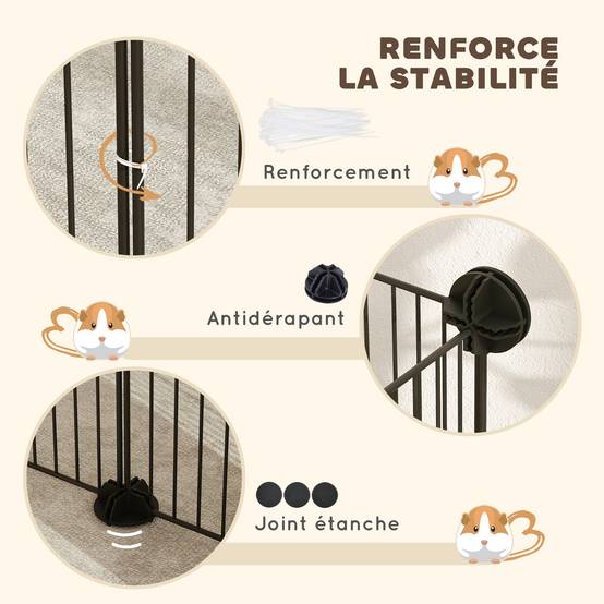 Enclos pour animaux acier noir 140 x 70 x 35 cm - PANGIVO - Image 8