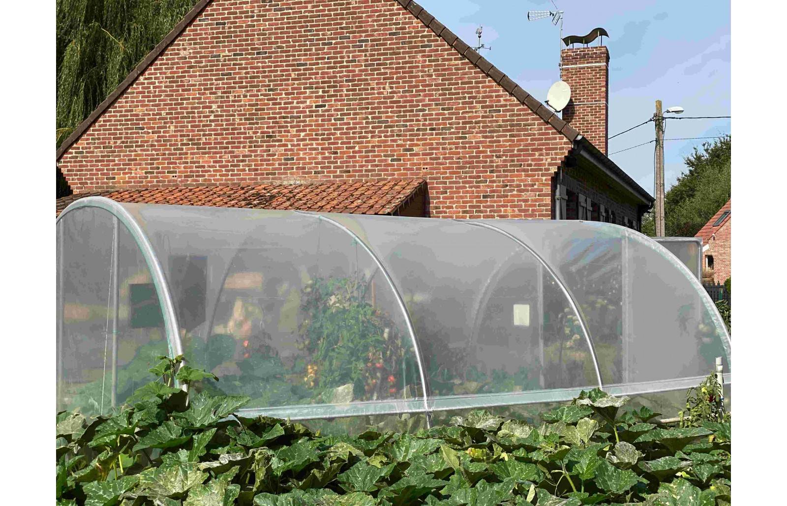 Serre tunnel de jardin - 16m² - 3,7 x 4,5 m - pieds arrondis - polyéthylène haute densité - aérations latérales - LES SERRES TONNEAU - Image 8