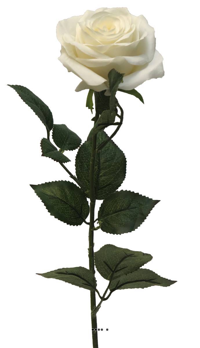 Artificielles - Rose factice Paris H64cm belle tête D9cm 12 feuilles tissu Crème -BEST - couleur: Crème - Imagen 2