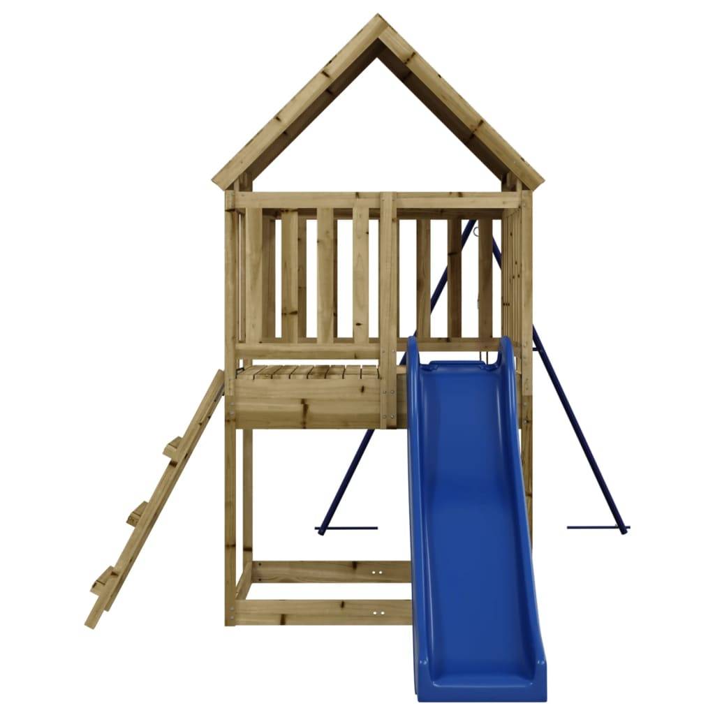 Helloshop26 - Aire de jeux d'extérieur balançoires toboggan portiques robuste jeux jardin 494 x 235 x 228 cm bois de pin imprégné - Imagen 4