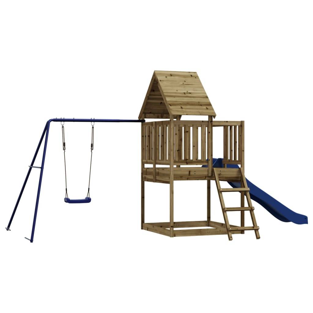 Helloshop26 - Aire de jeux d'extérieur balançoires toboggan portiques robuste jeux jardin 494 x 235 x 228 cm bois de pin imprégné - Imagen 1