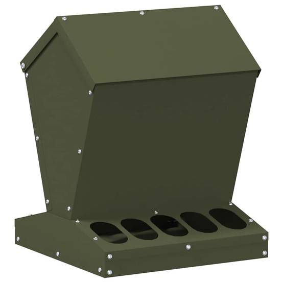 Petit Distributeur Aliments Métal Poule 4kg Vert Olive - ComfortXL Outdoor Living - Image 2