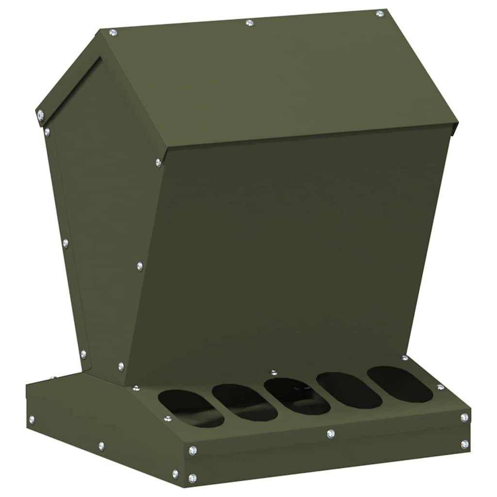Petit Distributeur Aliments Métal Poule 4kg Vert Olive - ComfortXL Outdoor Living - Image 2