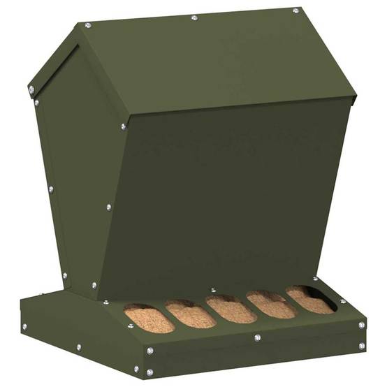 Petit Distributeur Aliments Métal Poule 4kg Vert Olive - ComfortXL Outdoor Living - Image 3
