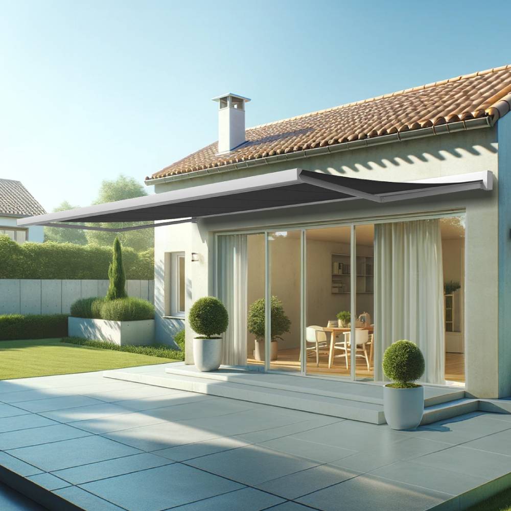 Intersun - Store banne coffre SOA 6,00x3,50 M (Motorisé Secours à Télécommande + LED - Blanc - Gris Graphite) - INTERSUN - Imagen 2
