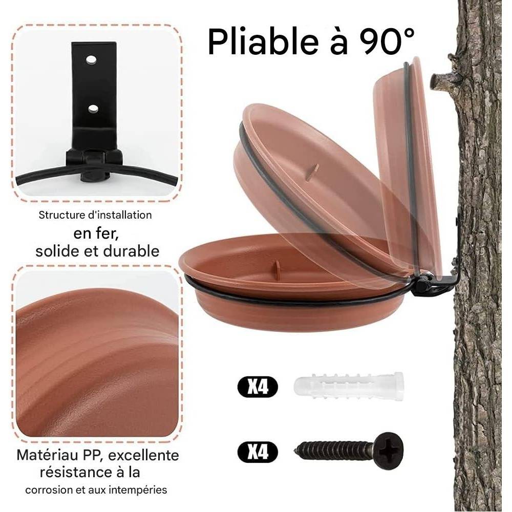 2 Pcs Abreuvoir Mangeoire Bain Oiseaux Brun Pour Extérieur - Lytech - Image 4
