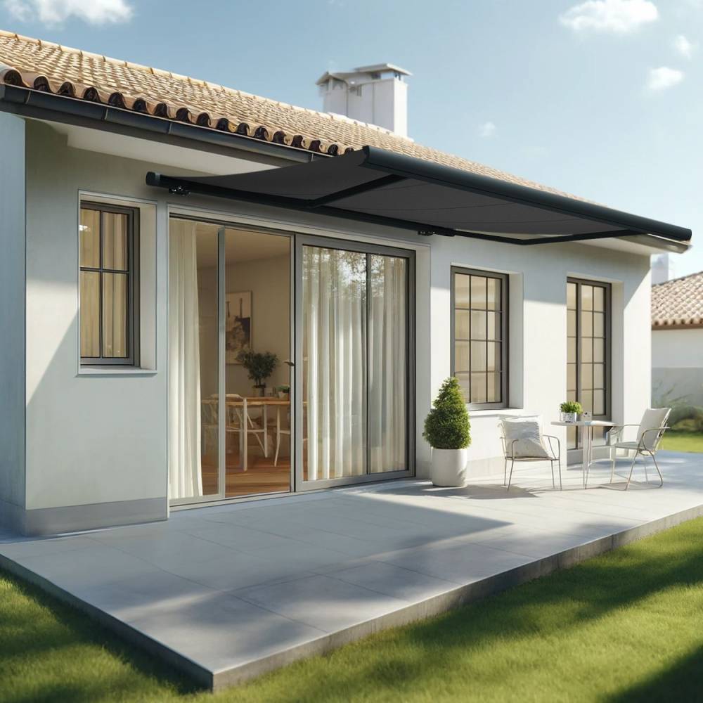Store banne coffre MEEL 4,00x3,00m (Manuelle - Gris Graphite - Gris anthracite) - Alia Productions - Imagen 1