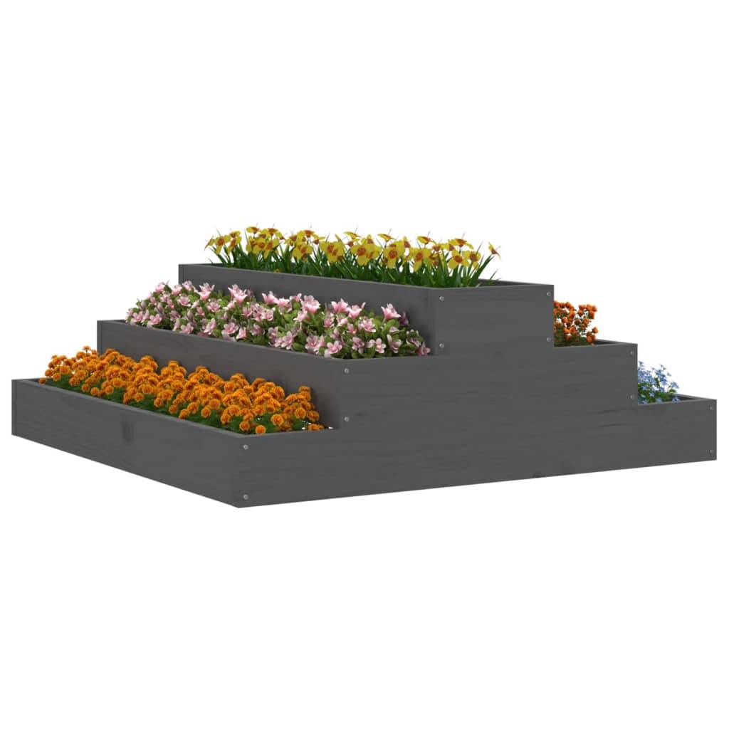 ComfortXL - Carré potager en bois 3 étages pin massif pour balcon terrasse 80 cm Gris – ComfortXL Outdoor Living - Image 3