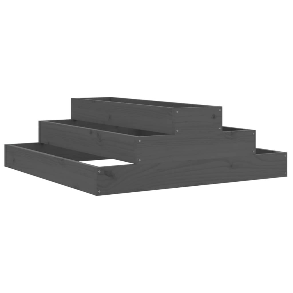 ComfortXL - Carré potager en bois 3 étages pin massif pour balcon terrasse 80 cm Gris – ComfortXL Outdoor Living - Image 2