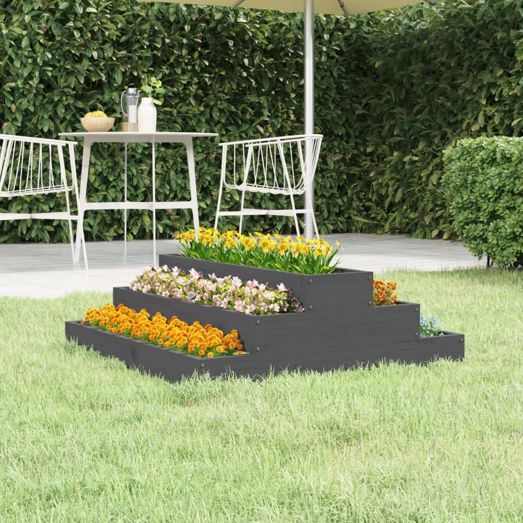 ComfortXL - Carré potager en bois 3 étages pin massif pour balcon terrasse 80 cm Gris – ComfortXL Outdoor Living - Image 1