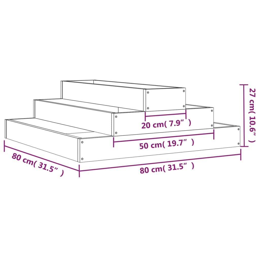 ComfortXL - Carré potager en bois 3 étages pin massif pour balcon terrasse 80 cm Gris – ComfortXL Outdoor Living - Image 7