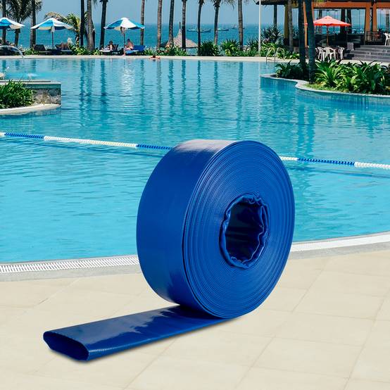 Vevor - VEVOR Tuyau décharge 38mm x 32m, PVC tissu, colliers, piscine, transfert eau, résistant, bleu. - Image 8