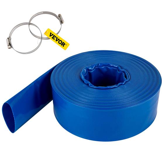 Vevor - VEVOR Tuyau décharge 38mm x 32m, PVC tissu, colliers, piscine, transfert eau, résistant, bleu. - Image 1