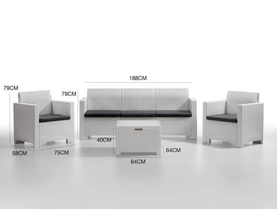 Dmora - Ensemble Salon de Jardin Venus Blanc 5 Places Anti-choc Imperméable, avec Table Basse, Made in Italy - Image 3