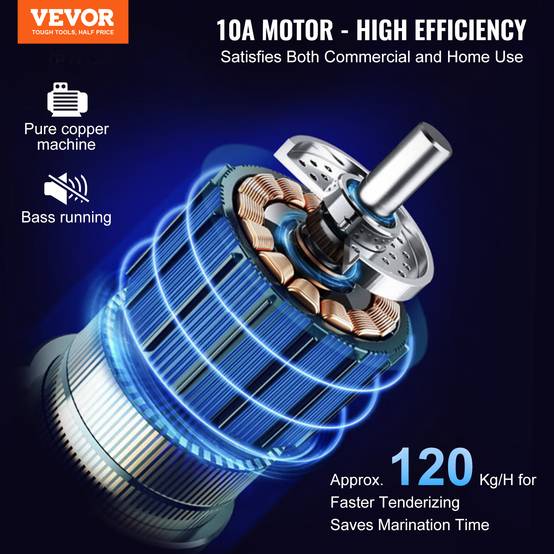 Vevor - VEVOR Attendrisseur de Viande Commerciale Électrique en Inox 450 W avec 54 Lames - Image 2
