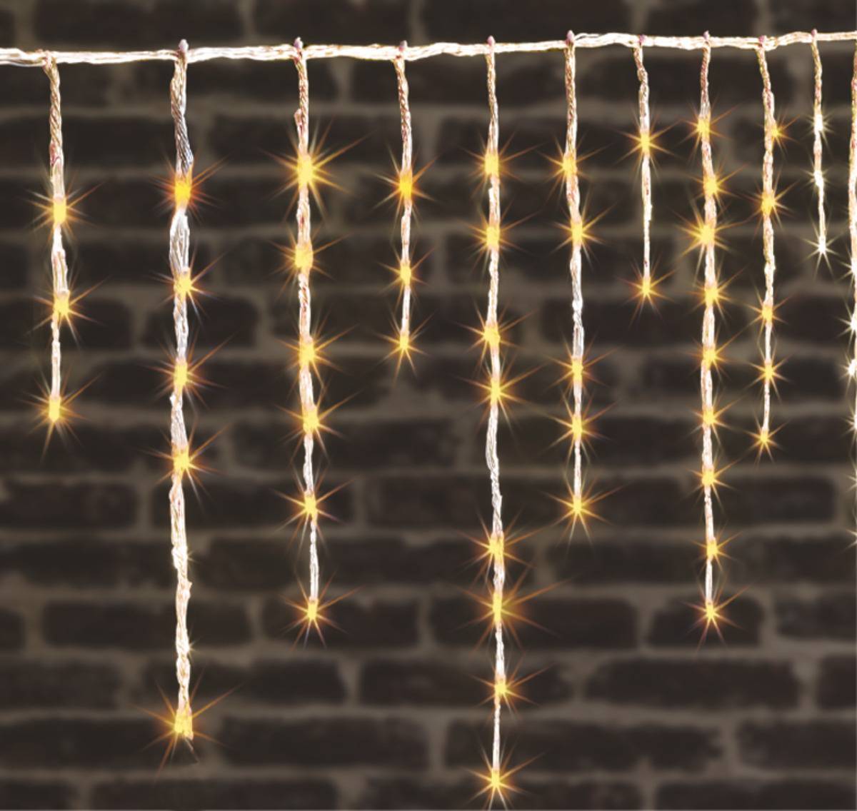 Fééric Lights & Christmas - Rideau stalactique lumineux 900 LED effet tombée de neige 15m avec timer extérieur blanc chaud FEERIC LIGHTS & CHRISTMAS