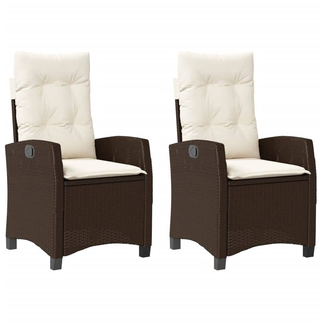 Fauteuils de Jardin Relax Résine Tressée Dossier Inclinable pour Balcon Lot de 2 Marron – ComfortXL Outdoor Living - Image 2