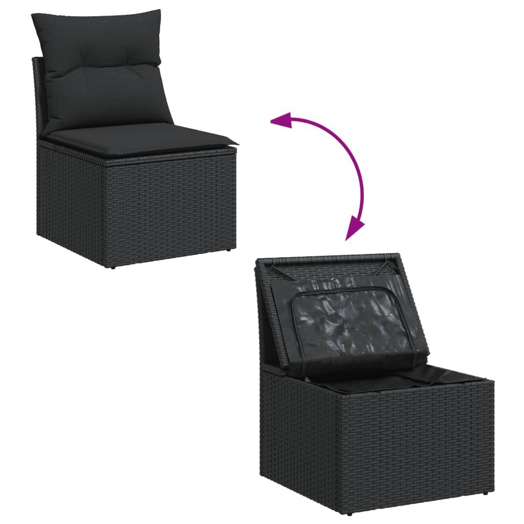ComfortXL - Salon de jardin modulable 6 pcs noir résine tressée table verre relevable et rangements – ComfortXL Outdoor Living - Image 7
