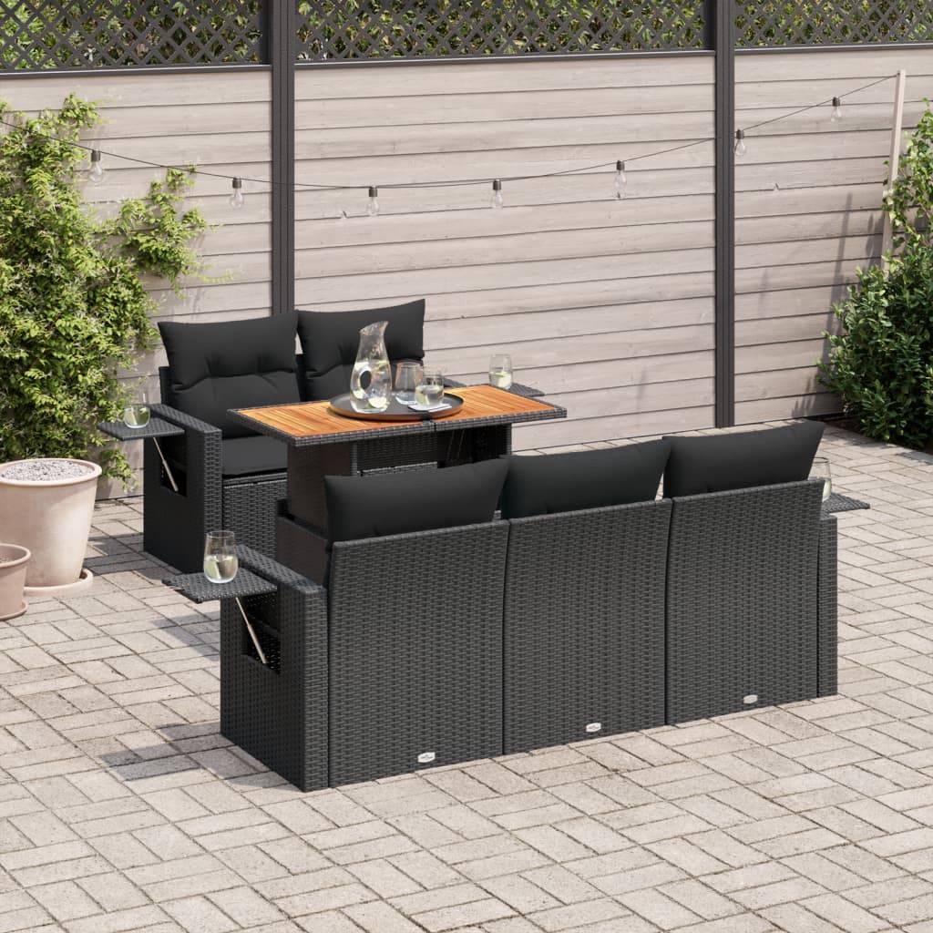 ComfortXL - Salon de jardin modulable 6 pcs noir résine tressée table verre relevable et rangements – ComfortXL Outdoor Living - Image 1