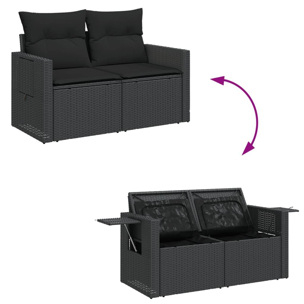 ComfortXL - Salon de jardin modulable 6 pcs noir résine tressée table verre relevable et rangements – ComfortXL Outdoor Living - Image 6