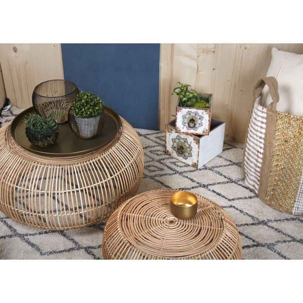 Aubry Gaspard - Plateaux ronds en métal finition doré antique (Lot de 2) - Imagen 4