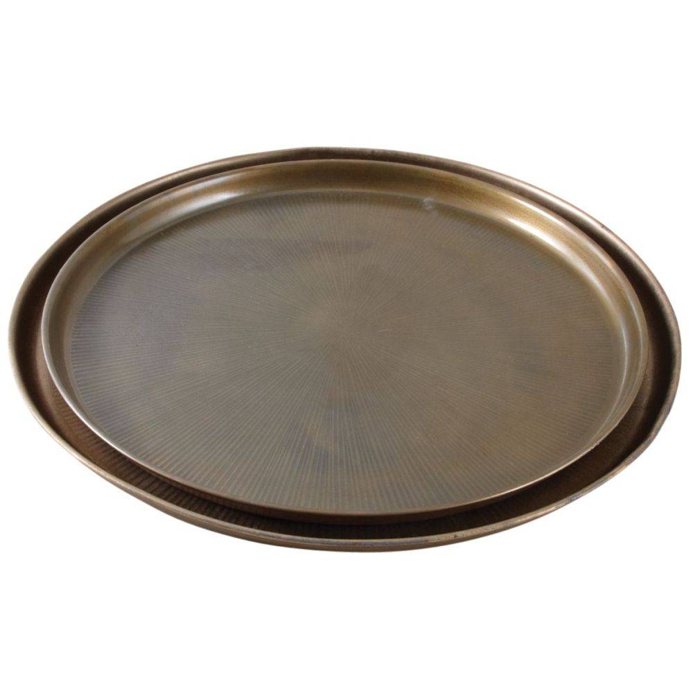 Aubry Gaspard - Plateaux ronds en métal finition doré antique (Lot de 2) - Imagen 2