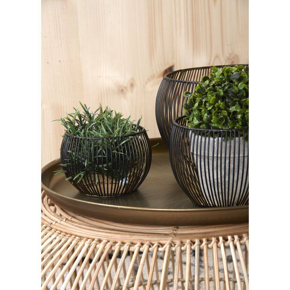 Aubry Gaspard - Plateaux ronds en métal finition doré antique (Lot de 2) - Imagen 3