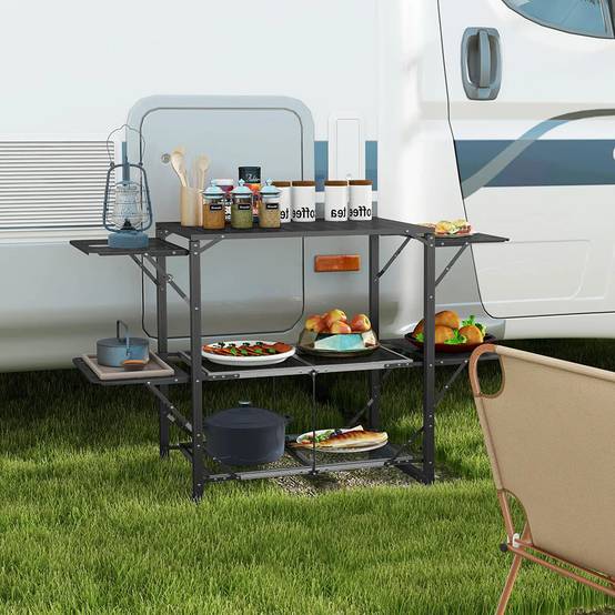 Table de Camping en Aluminium avec Sac de Transport 120 × 68.5 cm pour 4-6 Personnes Table de Camping en Aluminium avec Sac de Transport 120 × 68.5 cm pour 4-6 Personnes