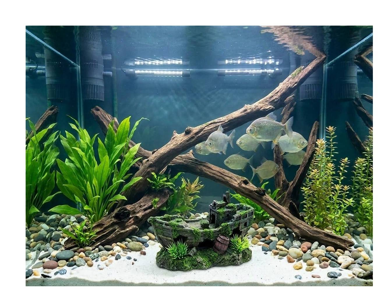 Décoration aquarium épave de bateau cachettes effet mousse 18 cm - Image 2