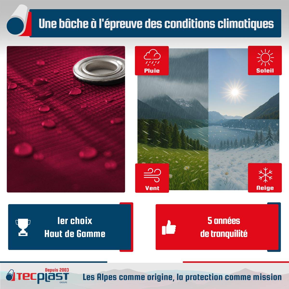 Bâche pour Carport 4x4 m LP506CP Rouge Bordeaux - Garantie 5 ans - Toile PVC étanche pour abri de voiture TECPLAST - Image 4