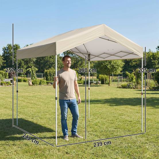 Sans Marque - Tente pliante 2,4 x 2,4 m, montage instantané, protection UPF50+, verrouillage centralisé, hauteur réglable, sac de transport, sacs de lestage beige - Image 5