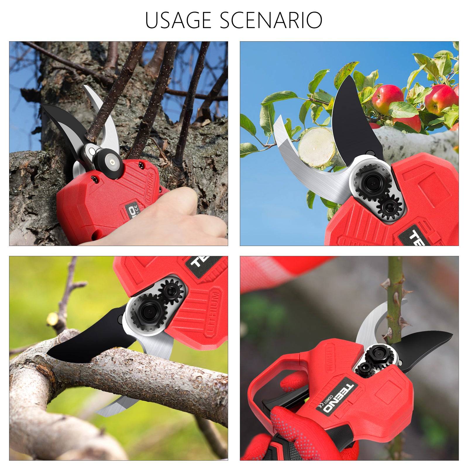 Teeno - Sécateur Électrique Sans Fil Brushless,2 ×2000mAh Batteries,2 lames de rechange - Image 5