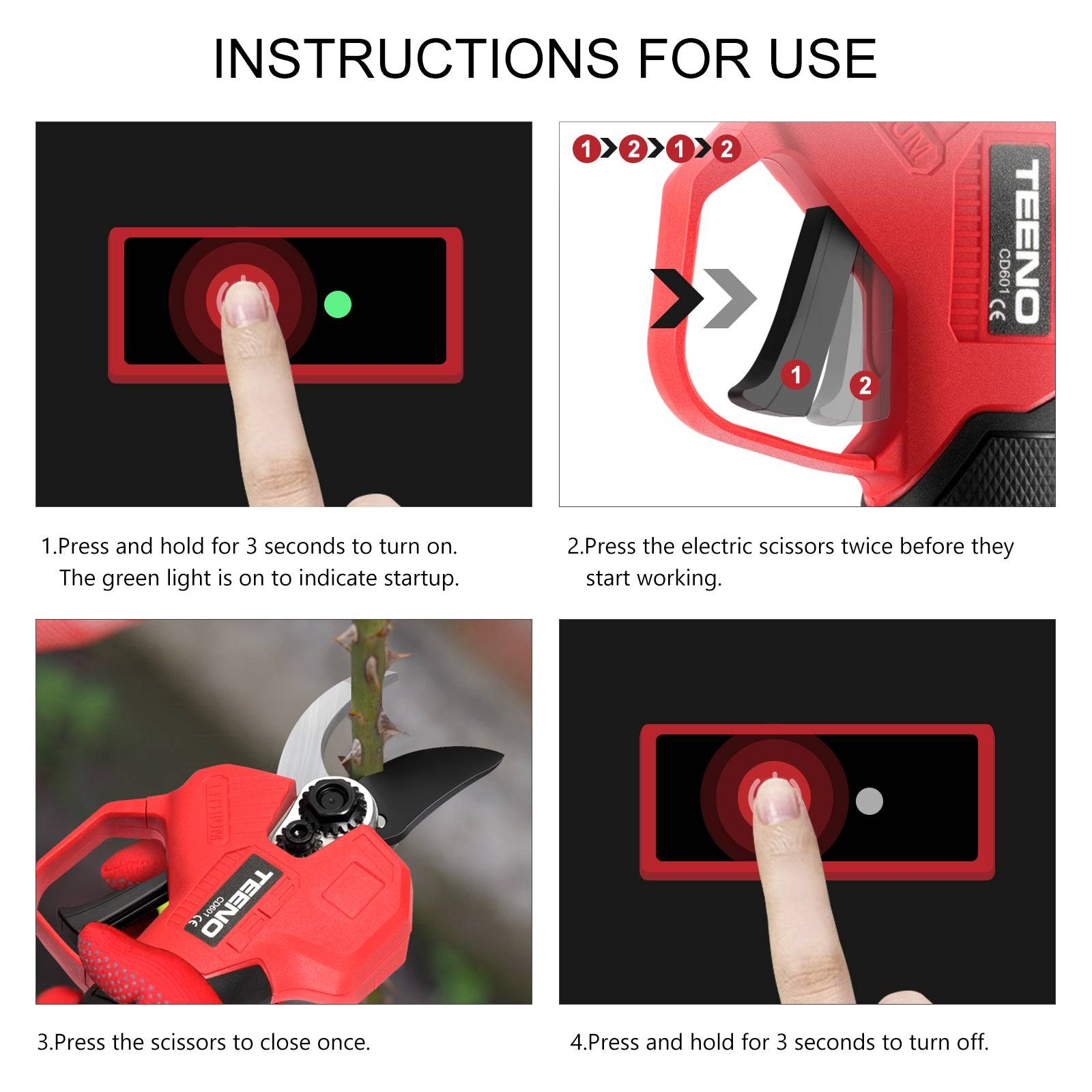 Teeno - Sécateur Électrique Sans Fil Brushless,2 ×2000mAh Batteries,2 lames de rechange - Image 6