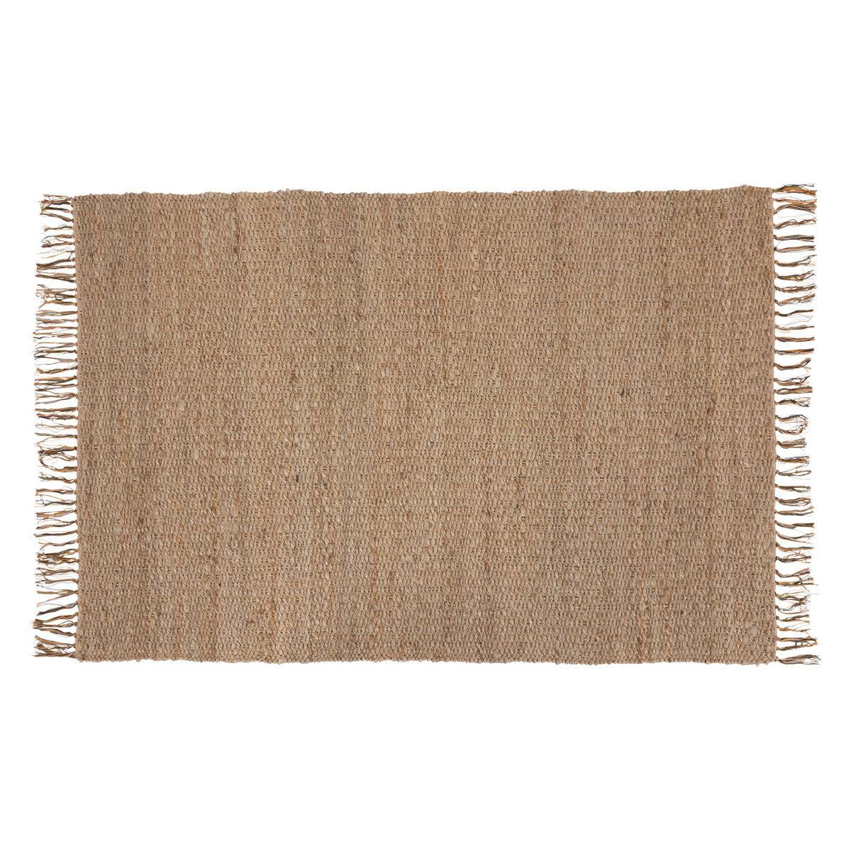 Tapis décoratif en Jute et Coton avec franges colorées  120 x 170 cm - Imagen 1