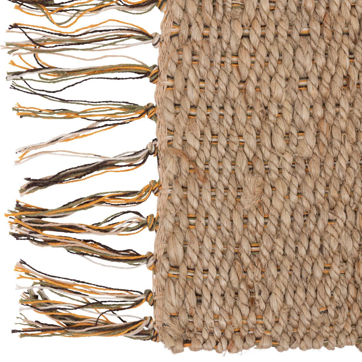 Tapis décoratif en Jute et Coton avec franges colorées  120 x 170 cm - Imagen 2
