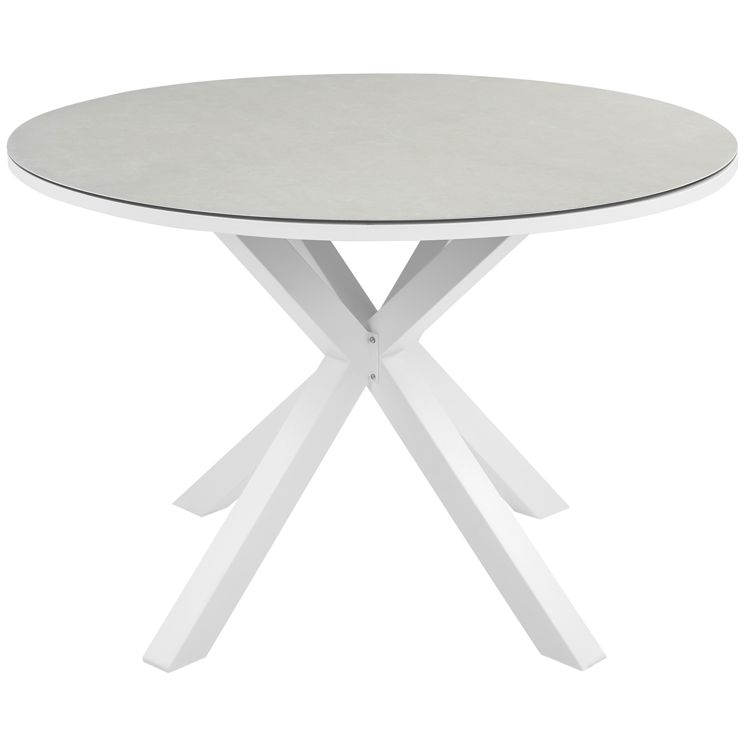 Beliani - Salle à Manger de Jardin Blanc en Aluminium Table Ronde avec 4 Chaises et Coussins Pour Repas Convivial en Extérieur - Imagen 4