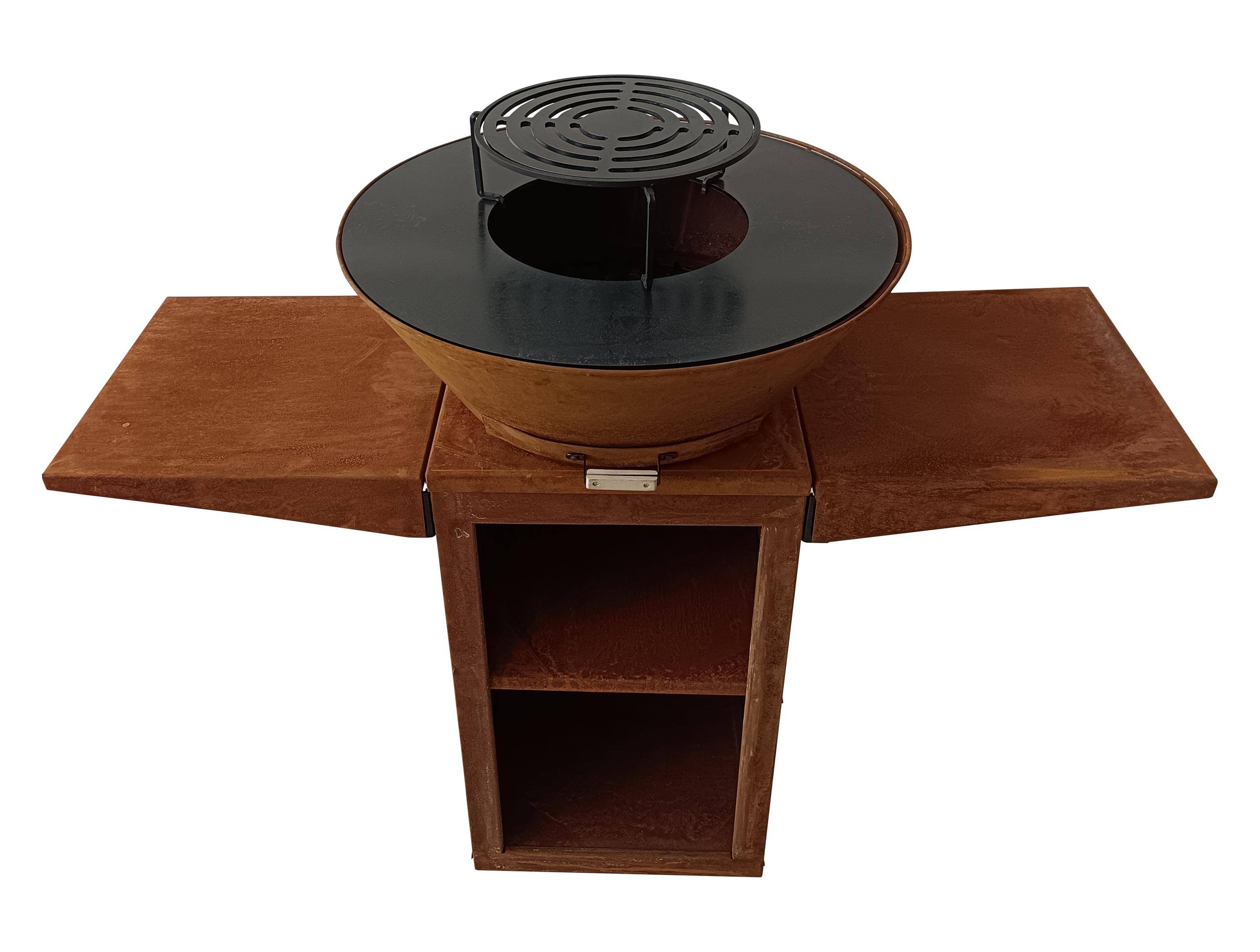 Purline - Barbecue Braséro charbon acier corten cuivré avec bras latéraux EFP57CO – Purline