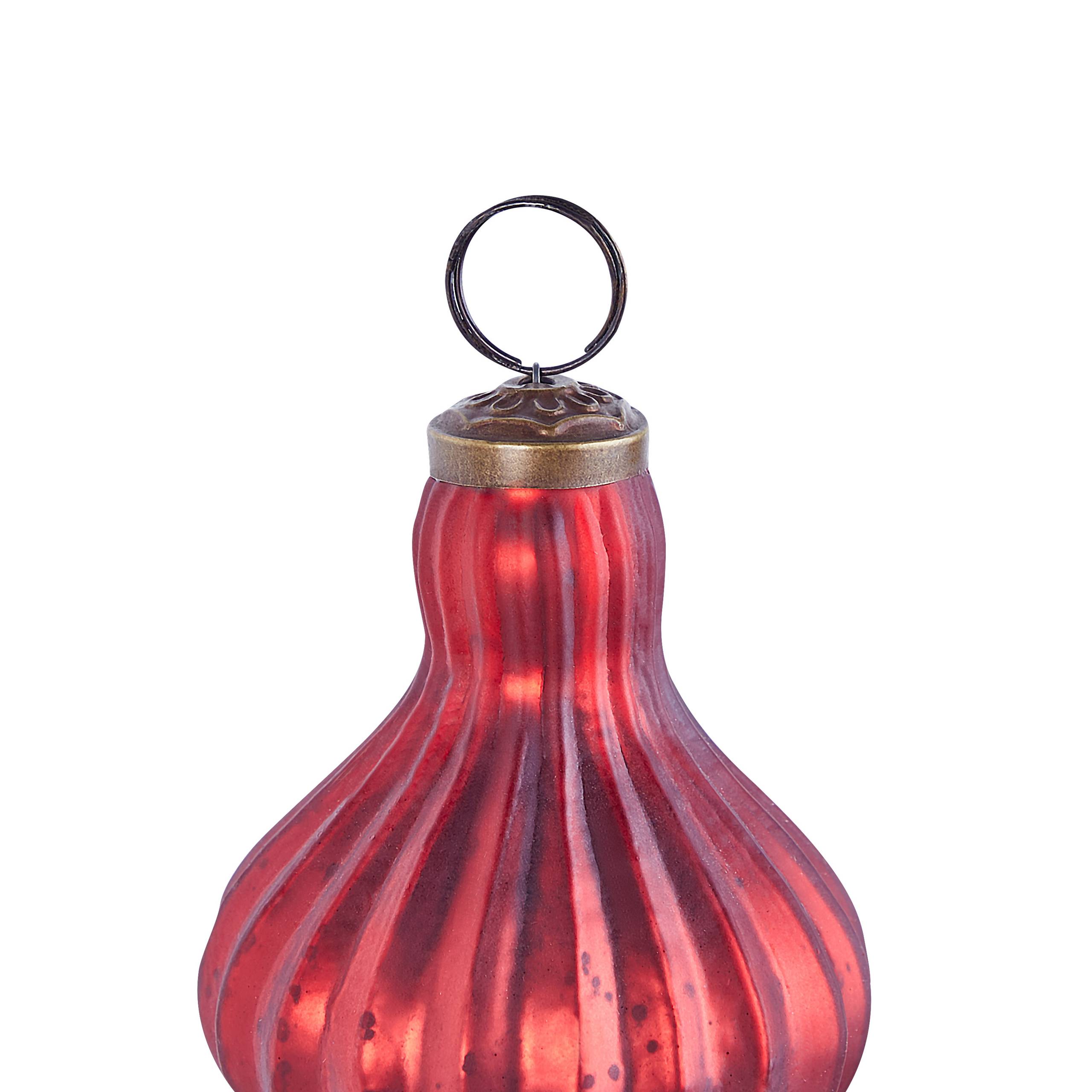 Beliani - Lot de 4 Boules en Verre Rouge à Suspendre au Sapin de Noël Décoration Arbre Fêtes Effet Vieilli Vintage Fait à la Main - Imagen 5