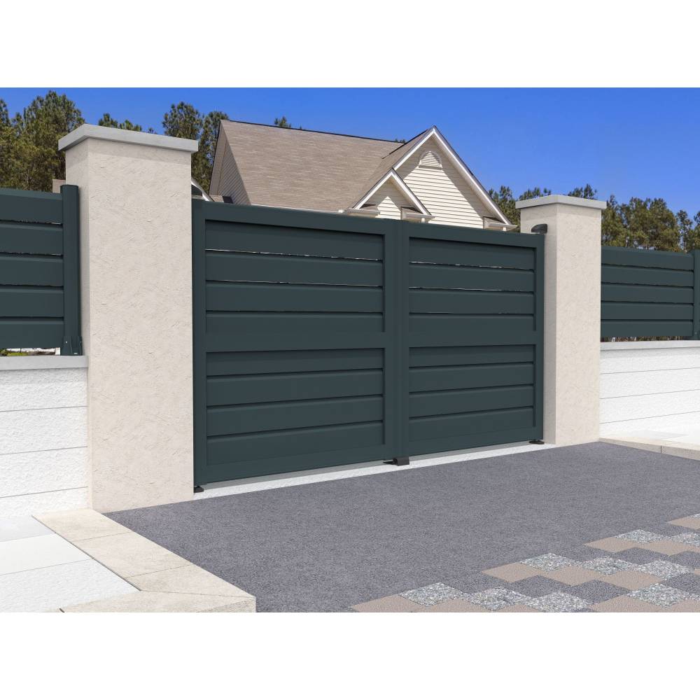 Portail battant brise-vue NAFASI 3000x1730mm (Gris anthracite) - Alia Productions