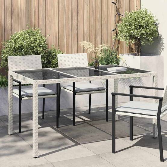 Table de jardin polyrotin blanc 150 x 90 x 75 cm - PANGIVO - Image 1