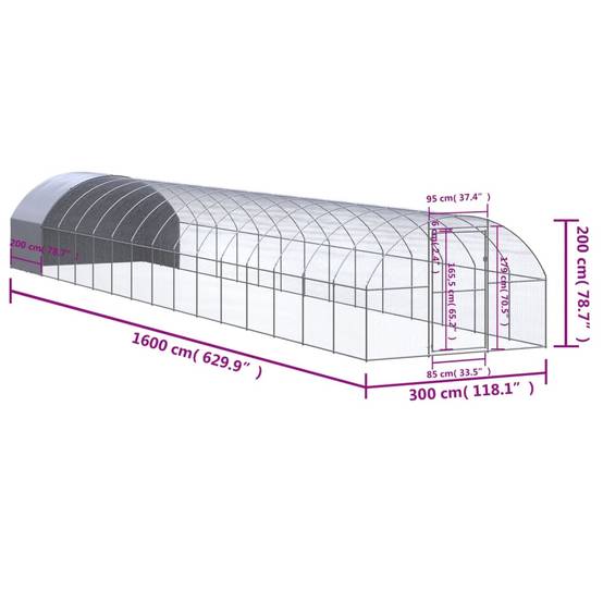 Vidaxl - Poulailler d'extérieur 3x16x2 m Acier galvanisé vidaXL 3095478 - Image 3