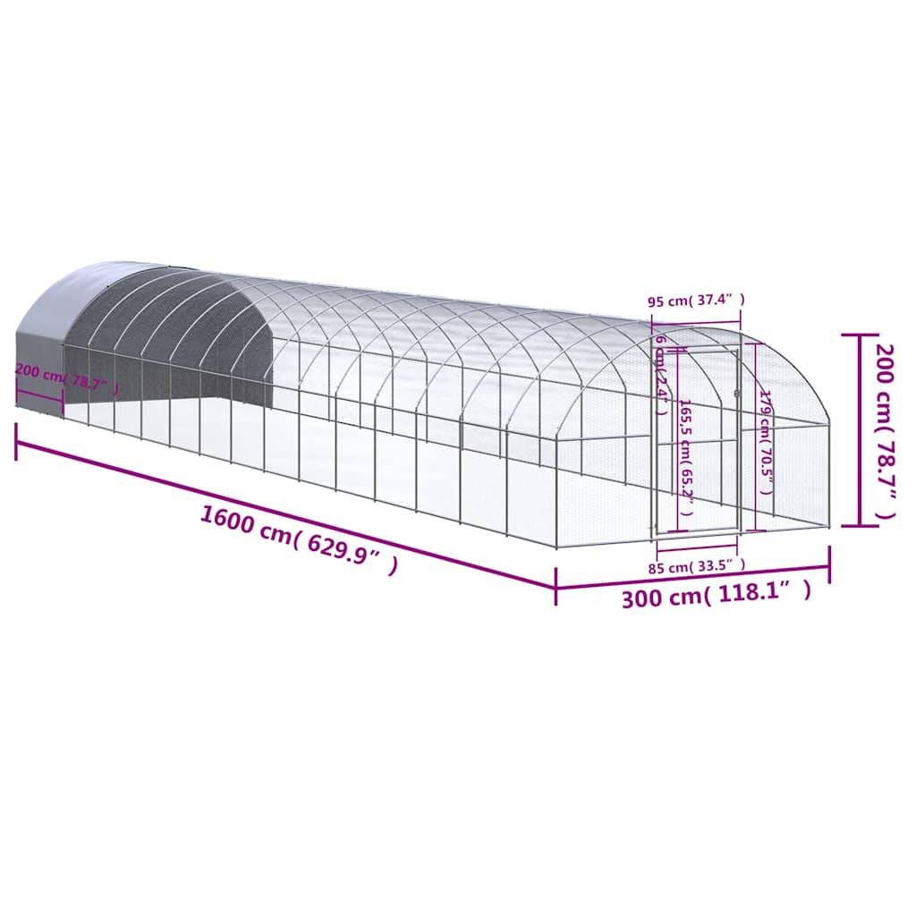 Vidaxl - Poulailler d'extérieur 3x16x2 m Acier galvanisé vidaXL 3095478 - Image 10