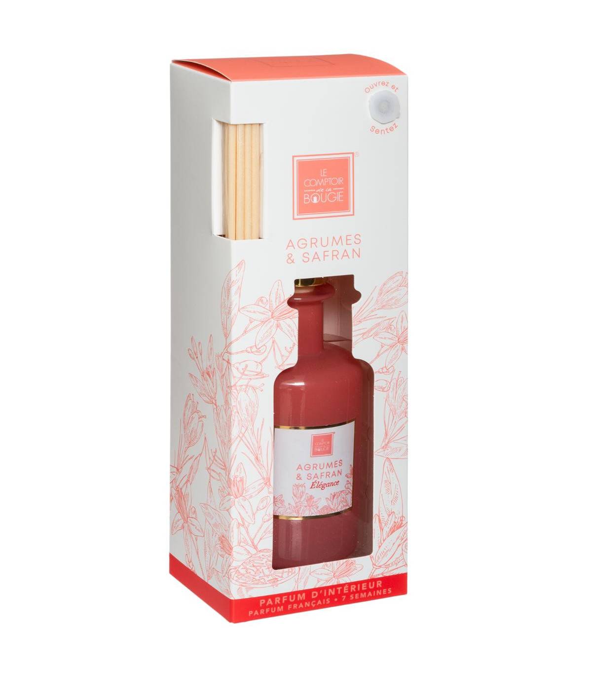 Diffuseur de parfum Agrumes et Safran 200 ml avec 8 Bâtonnets en rotin - Imagen 2