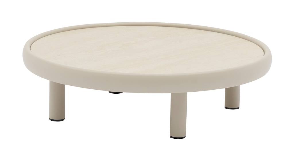 Proloisirs - Table basse ronde NUAGE – Ø80 cm – Aluminium époxy et céramique – Crème