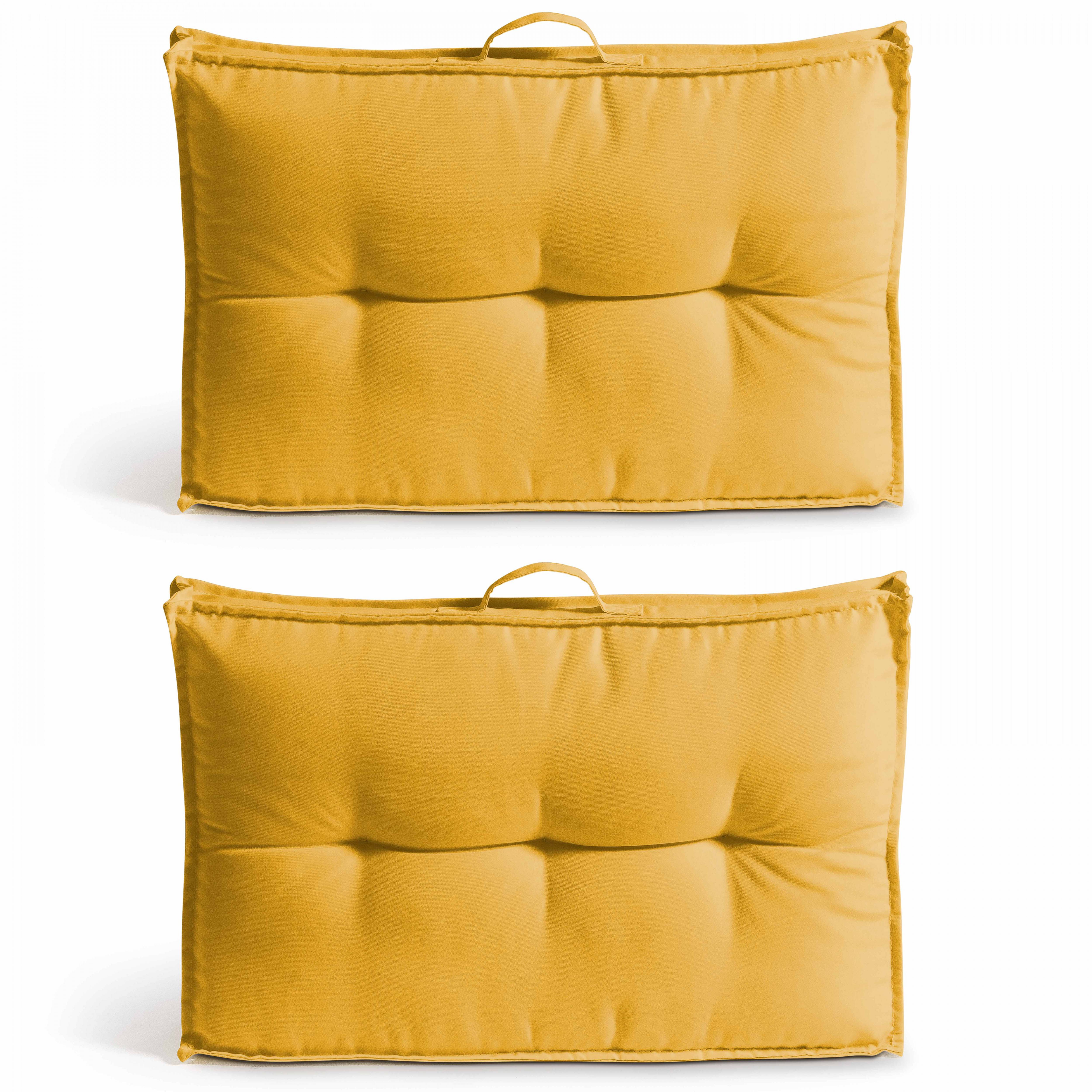 Oviala - Lot 2 coussins palette dossier polyester jaune 60x40x12 cm Cuzco - Oviala - Imagen 1