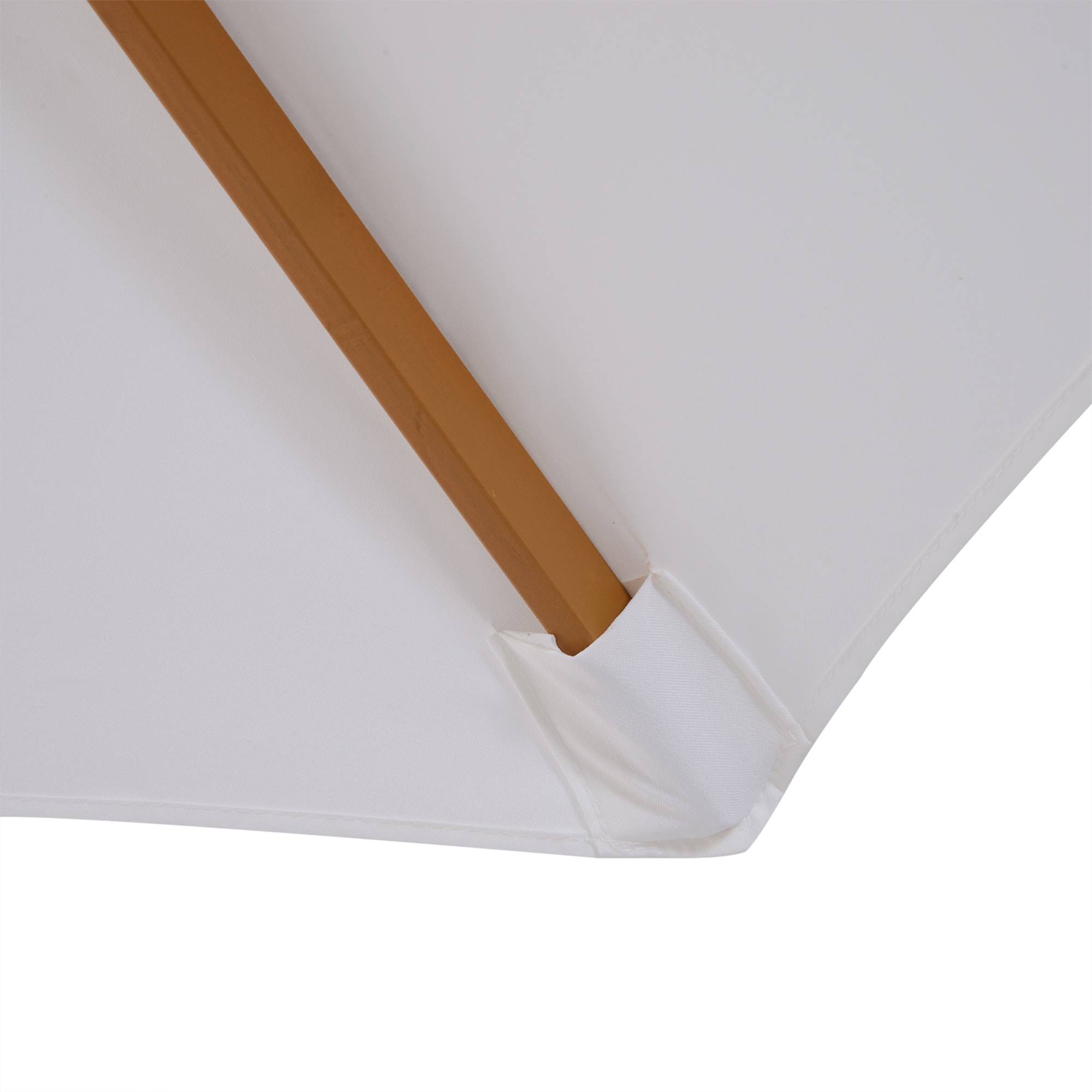 Parasol droit bois et bambou pour terrasse et jardin toile anti-UV 300cm blanc crème - ComfortXL Outdoor Living - Image 7