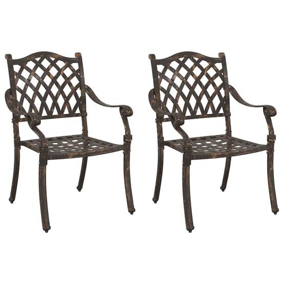 Chaise de jardin aluminium bronze 56 x 55 x 92,5 cm (Lot de 2) - PANGIVO - Image 2